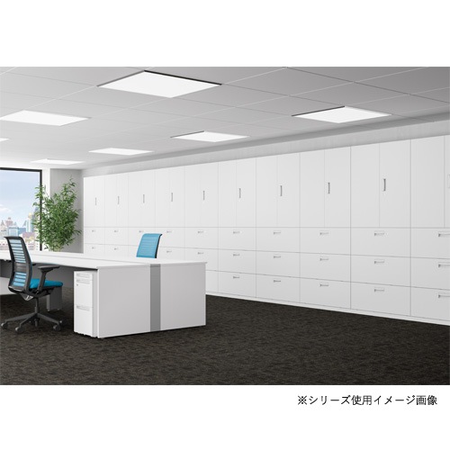 両開き保管庫 幅900×奥行450×高さ1050mm ホワイト IC錠付 キャビネット