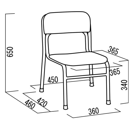 スタッキングチェア 座面高34cm 幅450×奥行460×高さ650mm パイプ椅子
