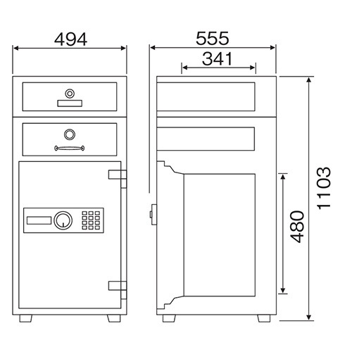 耐火金庫 夜間投入 56L 3段 指紋認証 SP94-3（商品番号：ds-sp94-3）の