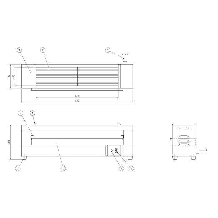 電気グリラー 幅840×奥行180×高さ260mm 焼物器 グリラー 調理機器 KG