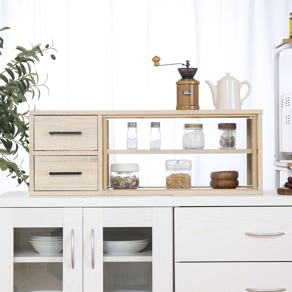 収納ラック木製 2段 カウンター収納 L1038（商品番号：fl1038）の通販