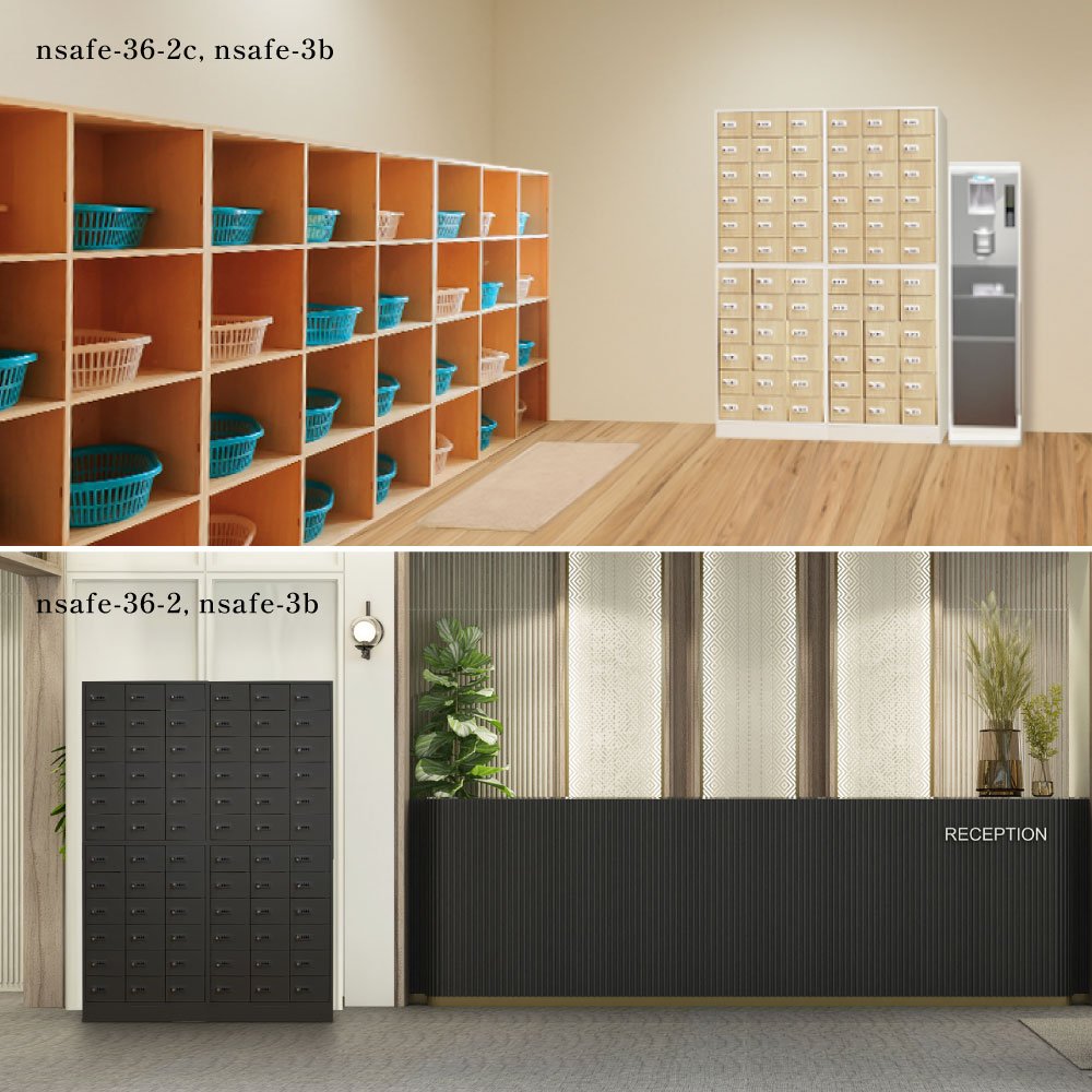 倉庫受取限定】 ロッカー ダイヤル錠 2列2段 4人用 貴重品入れ NSAFE