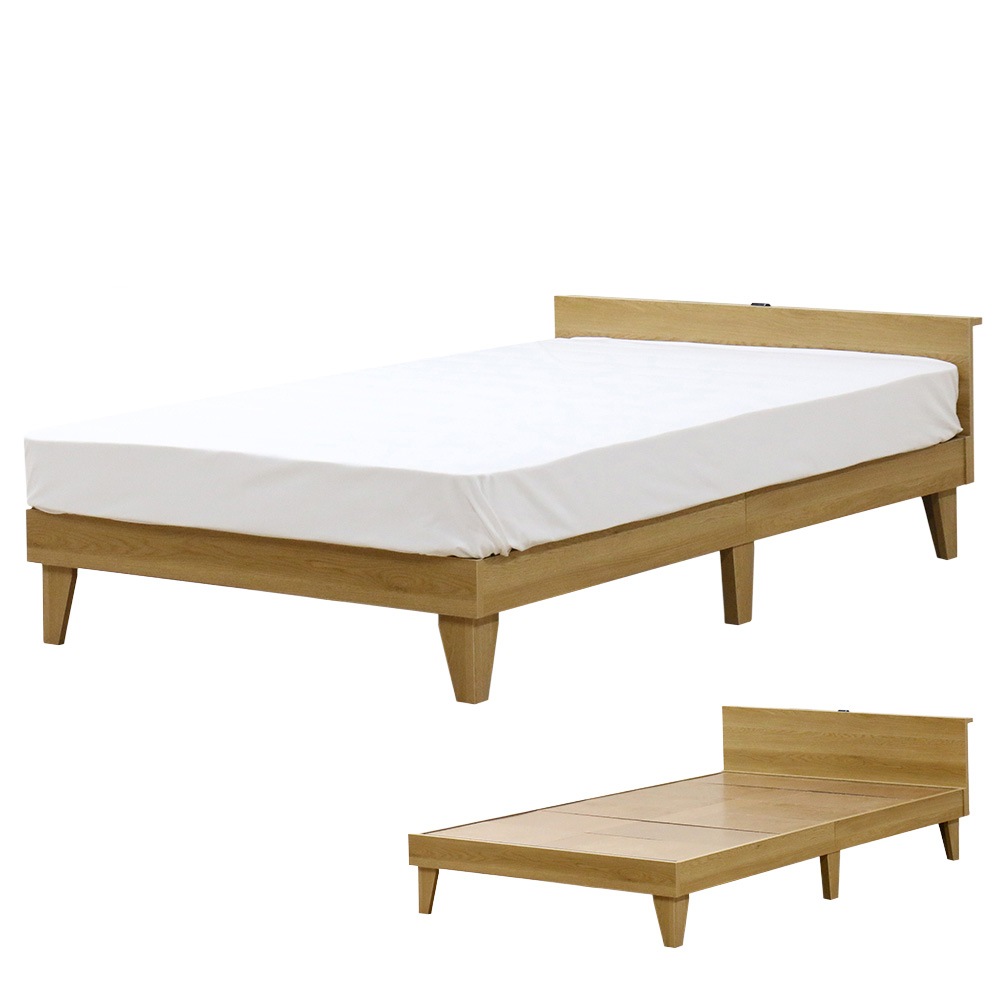 セミダブルベッド ヘッドボード付き マットレス付き 木製 ベッド E379