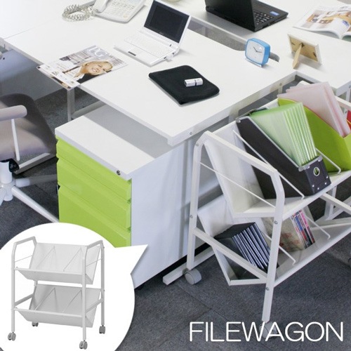 ファイルワゴン 2段 キャスター付き A4ファイル対応 サイドワゴン TG-2