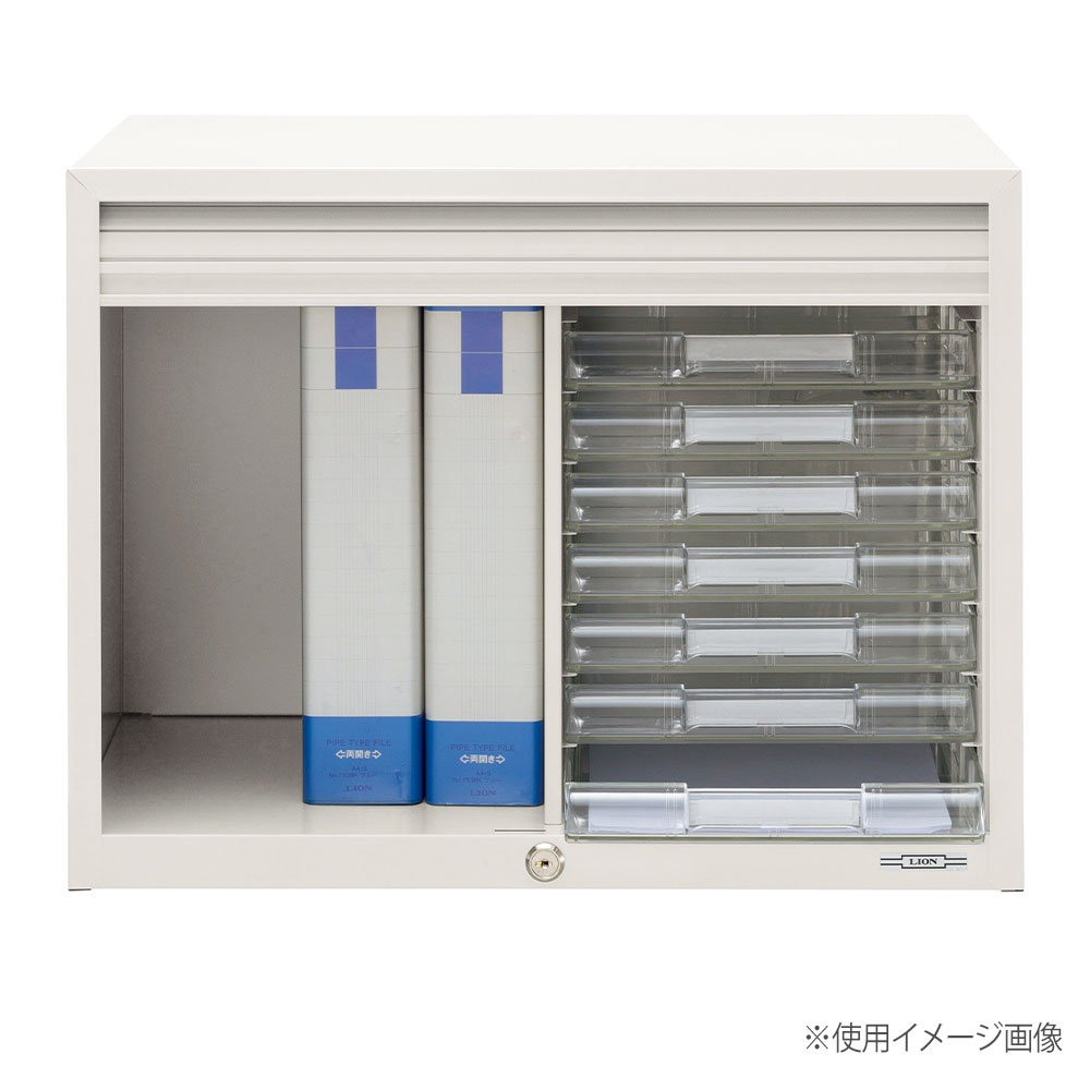 ライオン事務器　ＰＣー４７２　レターケース・パーツケース等に！中古品 レターケース ライオン事務器 No.407PT シャッター扉タイプ A4判縦型7