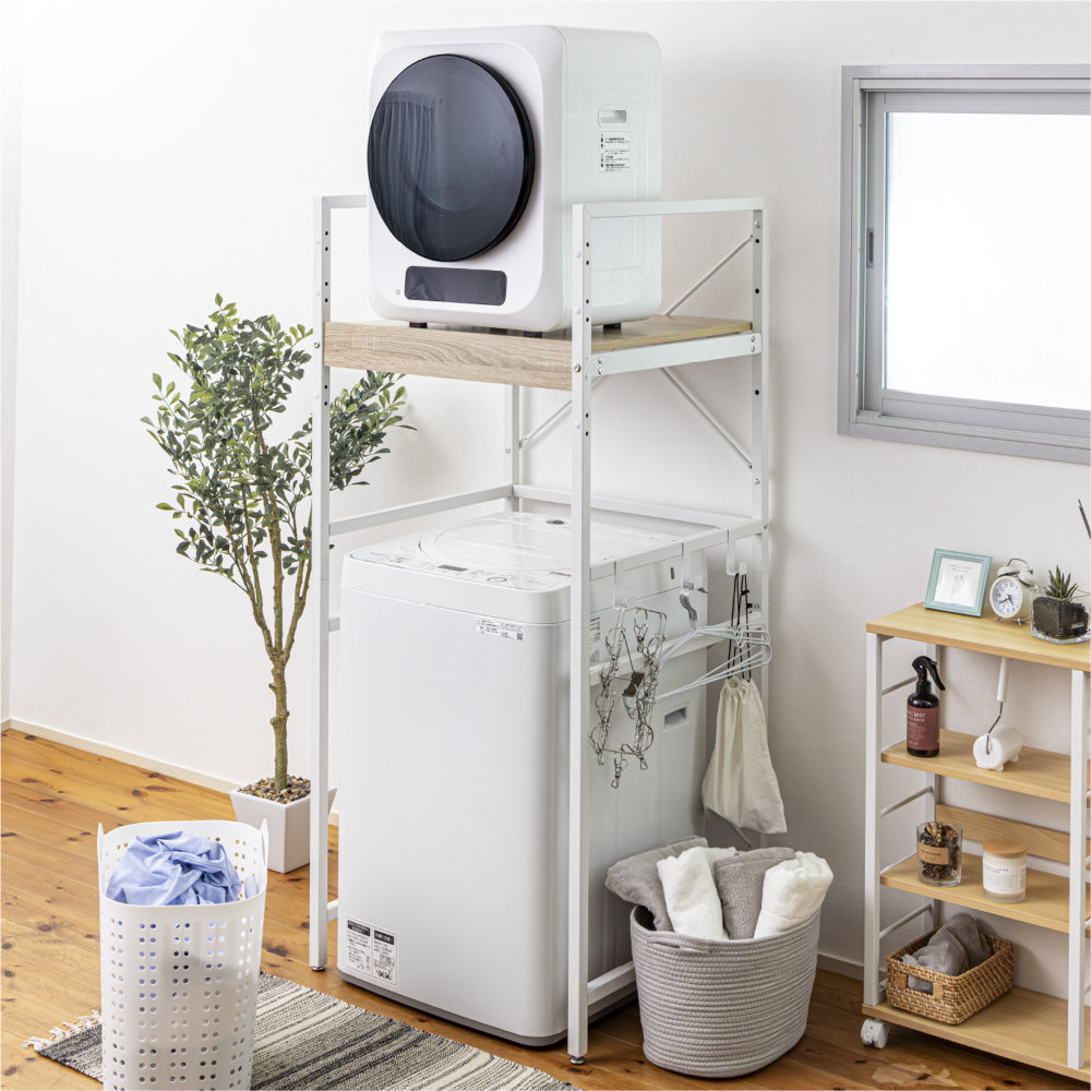 洗濯機ラック 幅65cm 収納ラック ランドリーラック 収納棚 WJ-6065WH