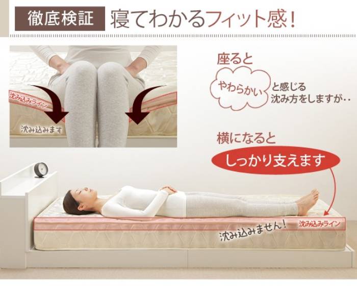 収納付きベッド セミダブル マットレスセット 幅125.5×奥行218.5×高さ 