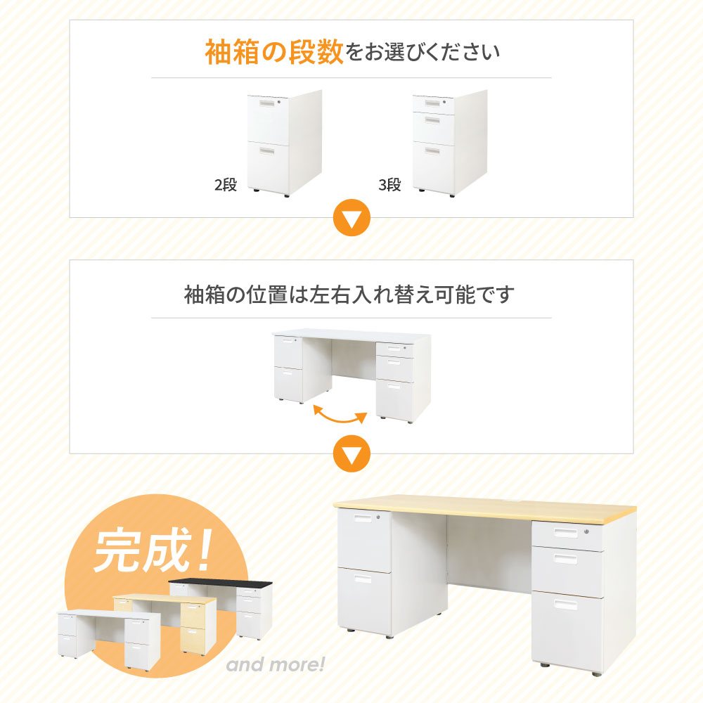 オフィスデスク 両袖机 本体ホワイト 袖箱 木目 LRD-126-C（商品番号 