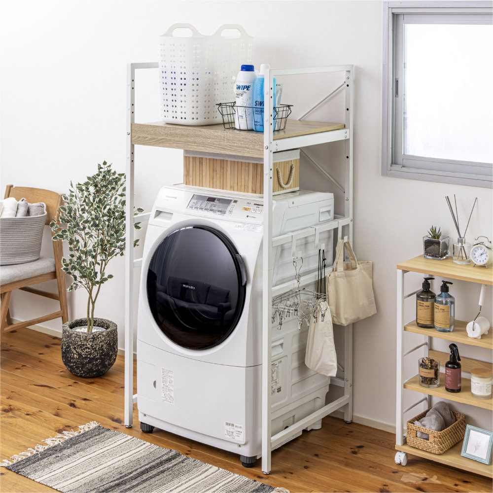 洗濯機ラック 幅71cm 収納ラック ランドリーラック 収納棚 WJ-6071 WH 