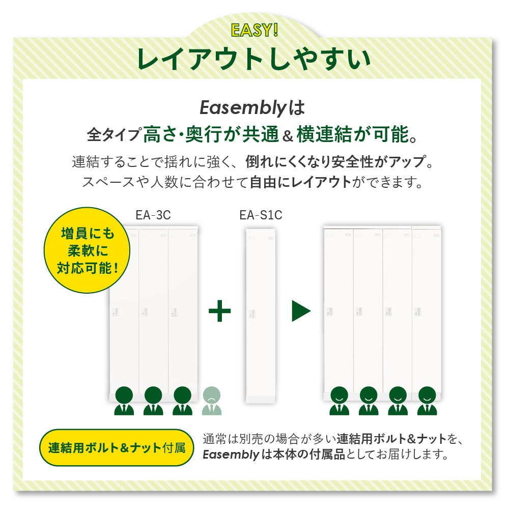 ロッカー スリム 4人用 シリンダー錠 スチールロッカー EA-S4C（商品