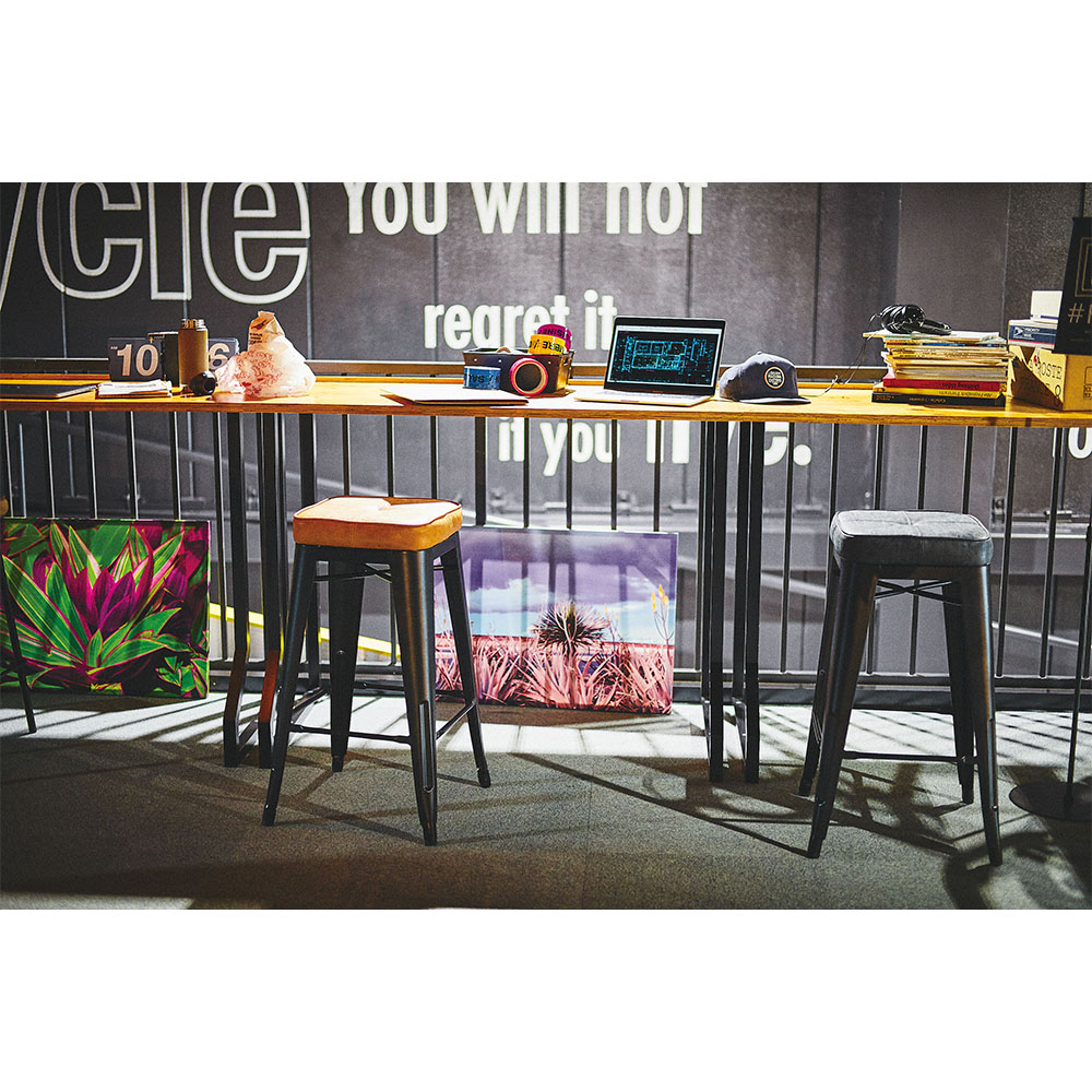 ヴィンテージ　スツール　ヘリンボーン柄　4本脚 角丸4本脚マルチスツール 布張りタイプ 幅468 奥行468 高さ458