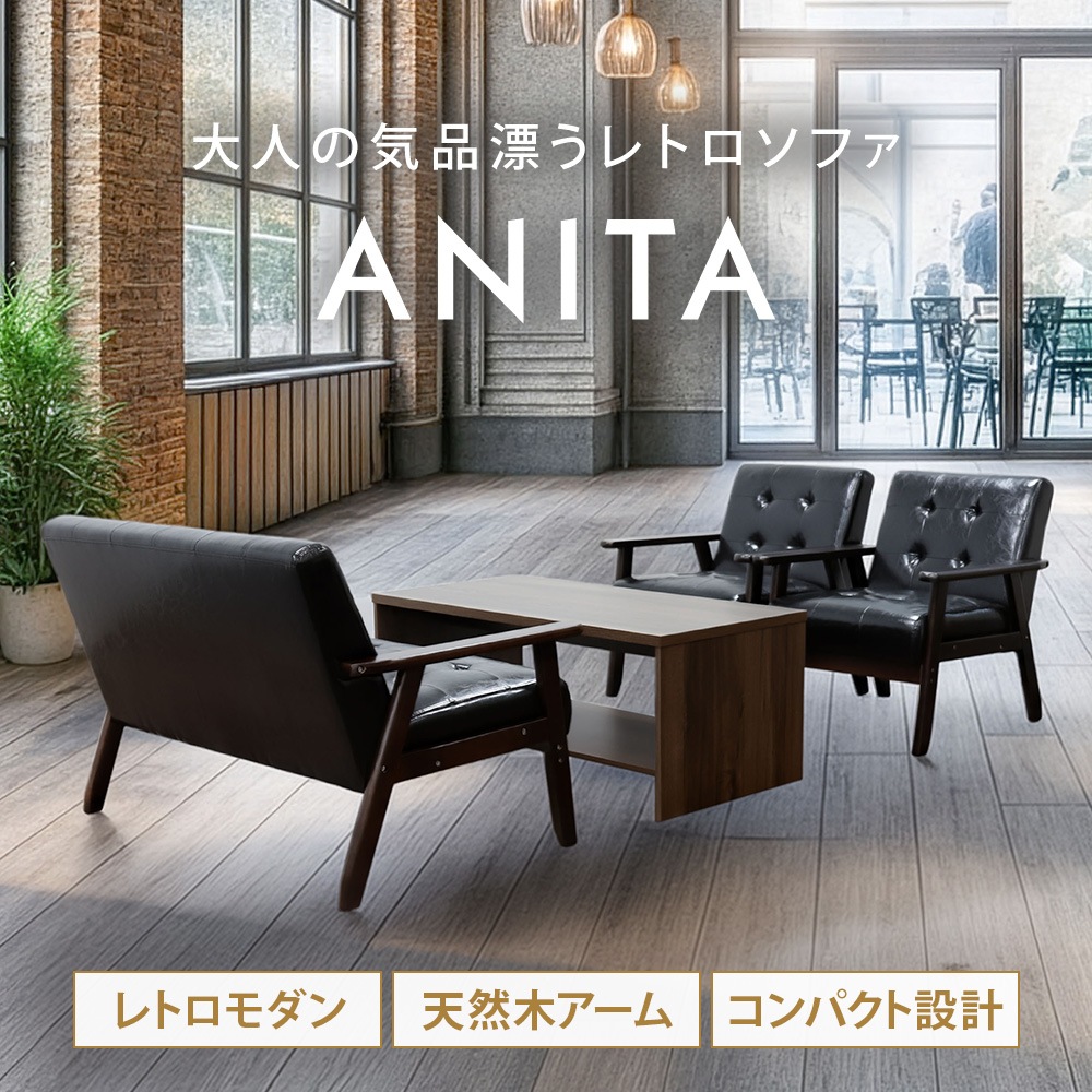 応接セット 4点セット 4人 応接 ソファ ANITA-2-T13S（商品番号：ANITA