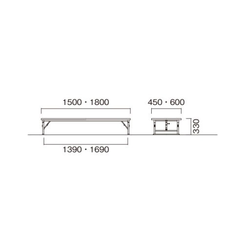 ޤꤿߥơ֥ 1500߱450߹⤵330mm եȥå Ĺ ơ֥ ZLP-1545S