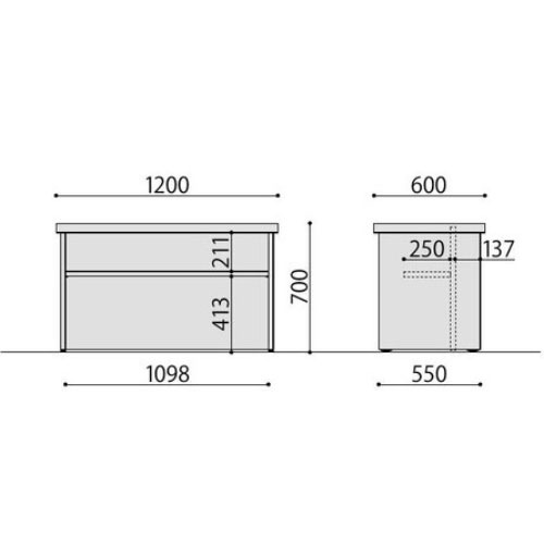 組立式ユニットカウンター ホワイト 幅1200×奥行600mm 受付カウンター