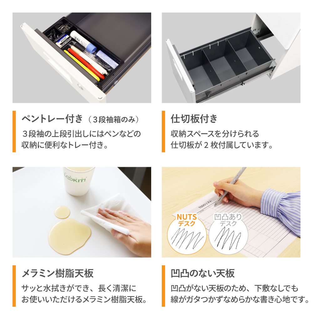 オフィスデスク 両袖机 本体ブラック 袖箱 無地 LRD-146B（商品番号