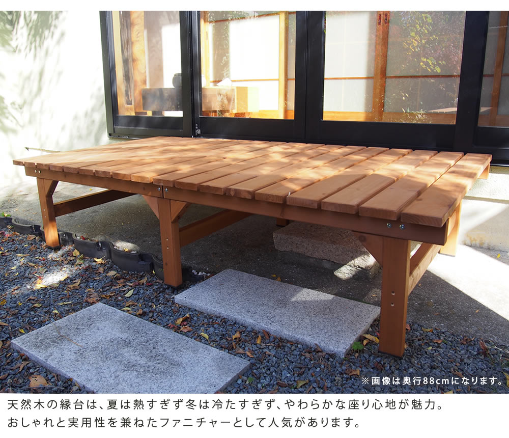 縁台 プランターセット 木製 ベンチ デッキ縁台 DE-15555PLST（商品