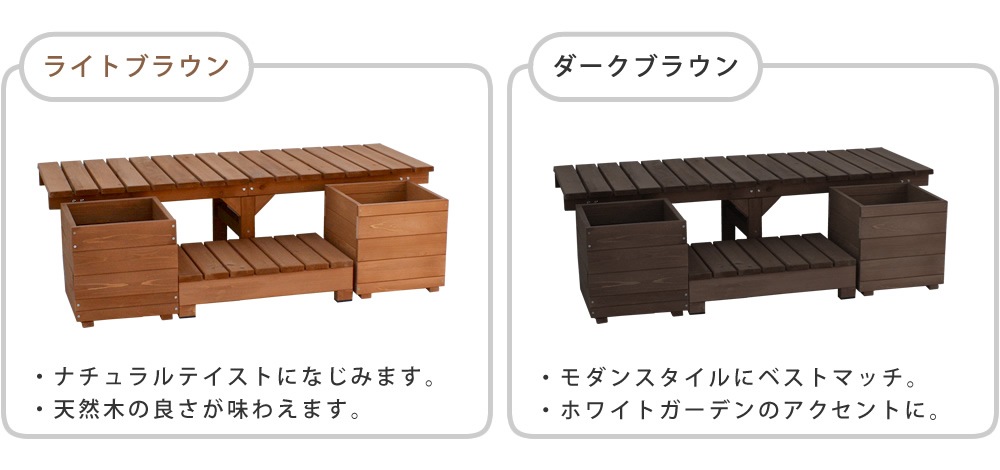 縁台 プランターセット 木製 ベンチ デッキ縁台 DE-15555PLST（商品