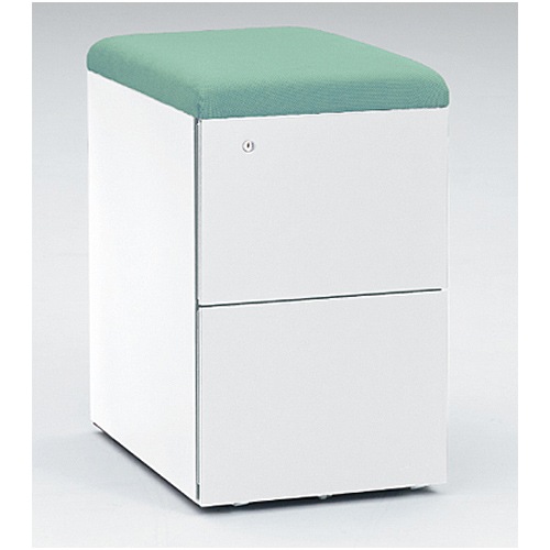 スツールワゴン 2段 上下A4ファイル対応 サイド把手 シリンダー錠 DN32CX-F