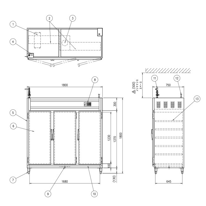温蔵庫 幅1800×奥行750×高さ1800mm 保温機器 電気温蔵庫 業務用 OHS