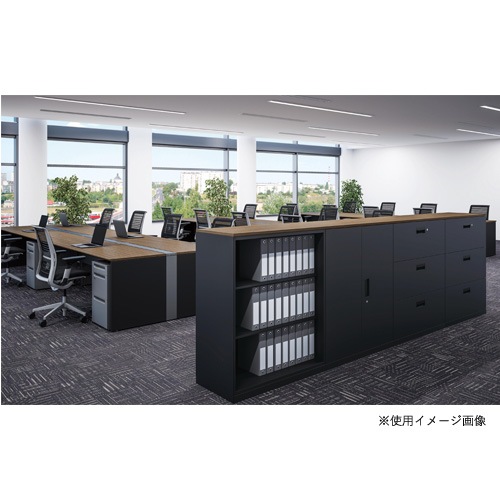 オフィス什器　セット　3キャビネット　全て同じ大きさです。 3段ラテラル 幅900×奥行450×高さ1050mm ブラック 内筒交換錠付
