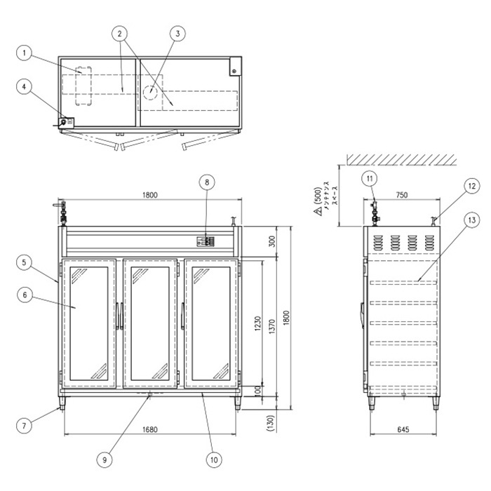 温蔵庫 幅1800×奥行750×高さ1800mm 保温機器 電気温蔵庫 業務用 OHS