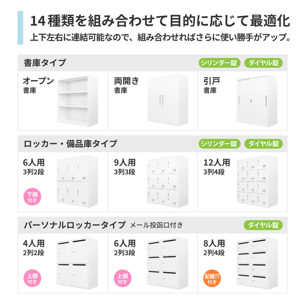 書庫 セット オープン ロッカー 9人用 FH-N9-2（商品番号：FH-N9-2）の