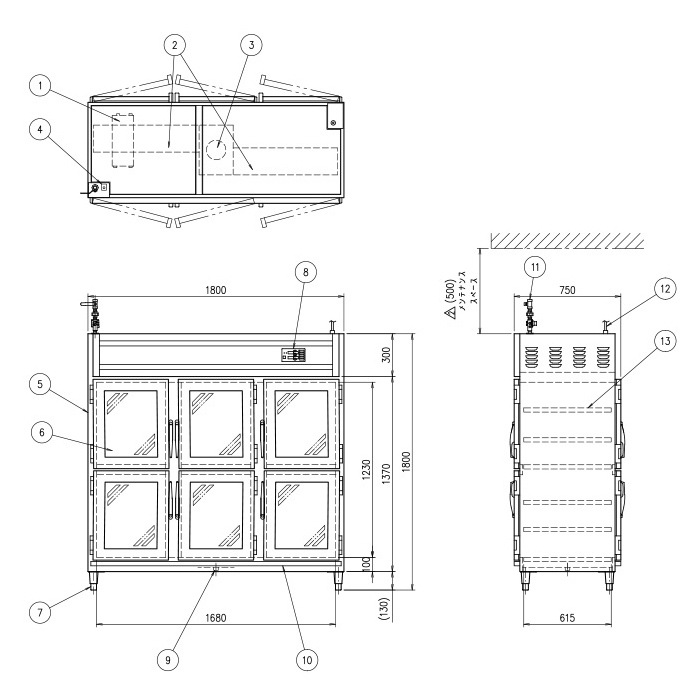 温蔵庫 幅1800×奥行750×高さ1800mm 保温機器 電気温蔵庫 業務用 OHS