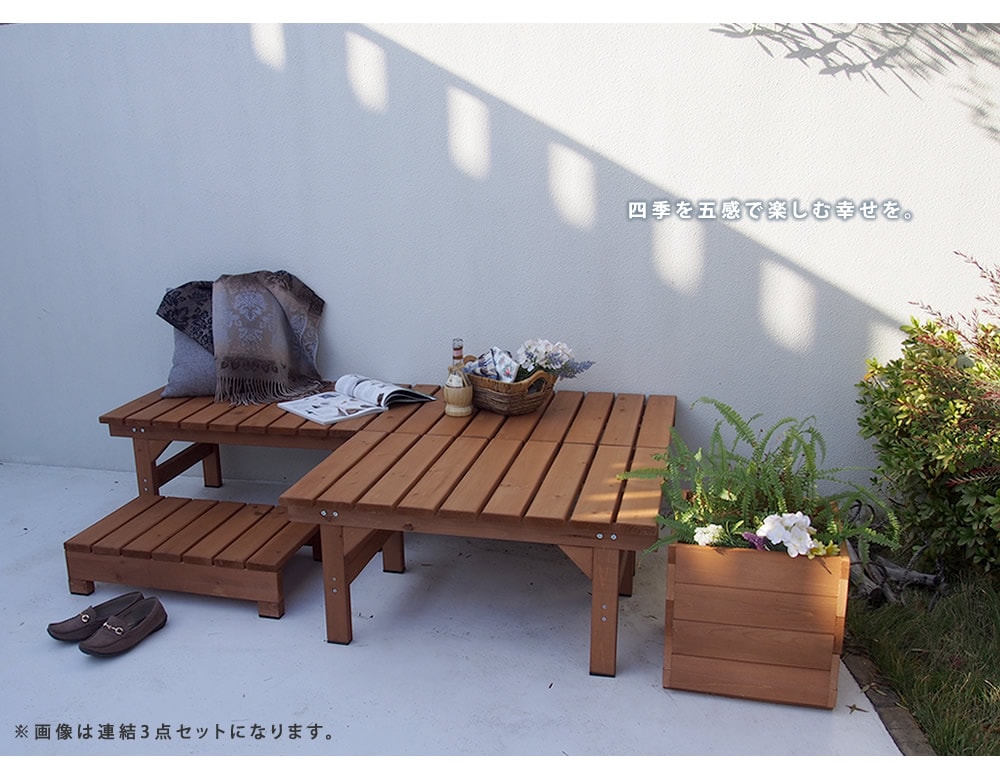 縁台 ステップセット 木製 ベンチ デッキ縁台 DE-17455STP（商品番号