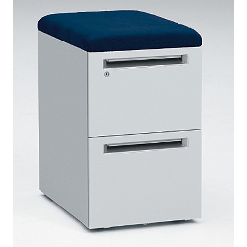 スツールワゴン 2段 上下A4ファイル対応 フロント把手 シリンダー錠 DNC2CX-F