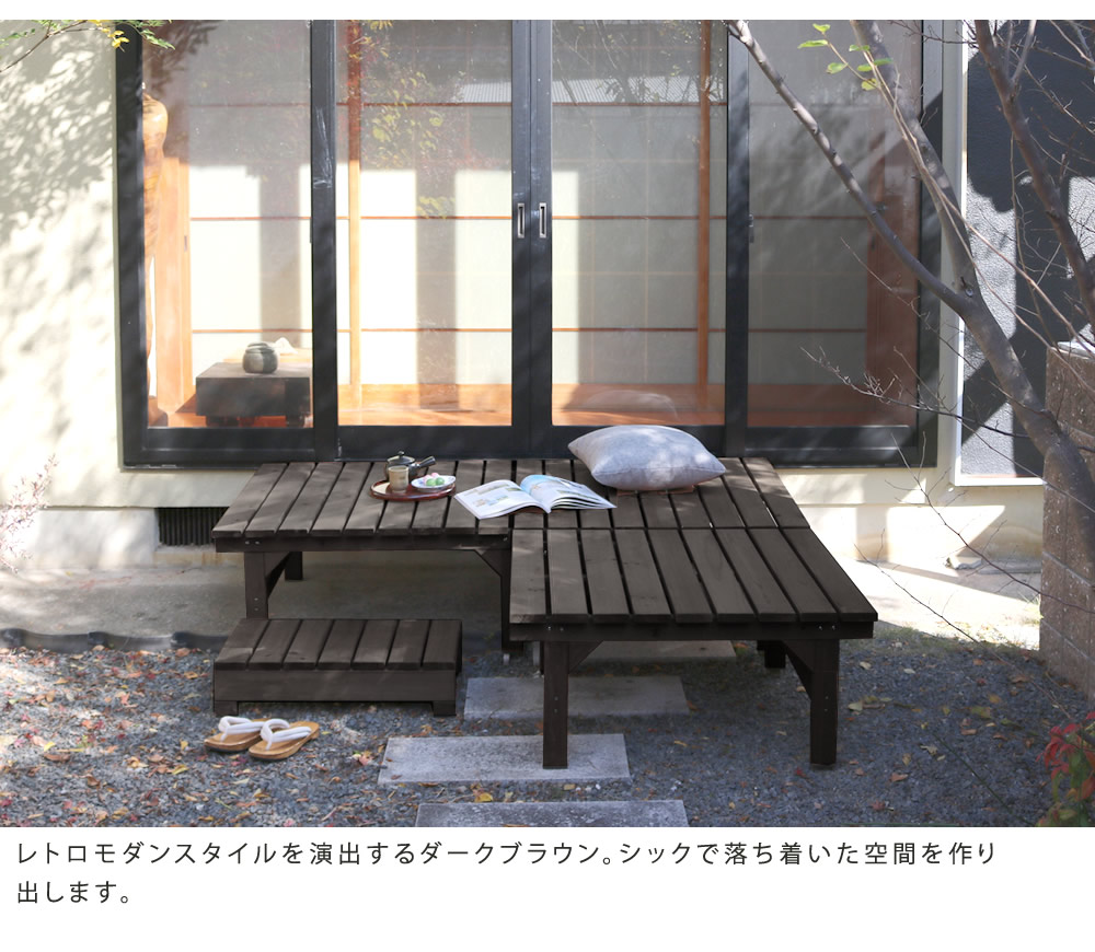 縁台 連結3点セット 木製 ベンチ デッキ縁台 DE-17488-3PSET（商品番号