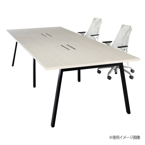 会議テーブル 幅3200×奥行1000×高さ720mm 角型 抗菌天板 ワイヤリング