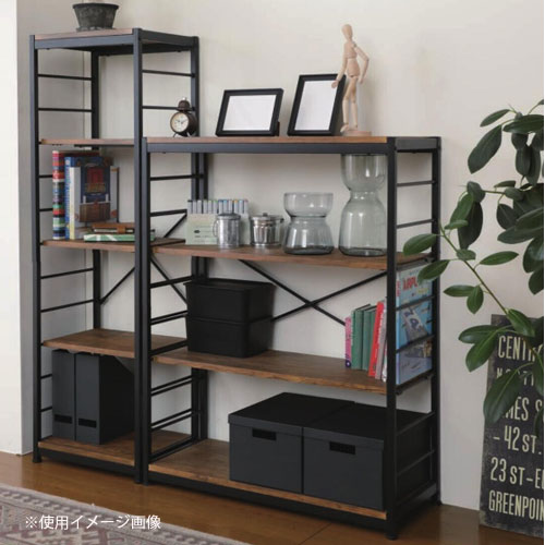 【送料込】美品★収納ラック オープンラック 木目　棚シェルフユニット,ブラック, フリーラック 4段 幅440×奥行350×高さ1110mm オープンラック オープン