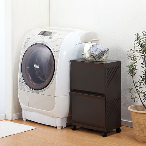 2台セット【新品】お掃除簡単　ランドリーチェスト アウトレット ランドリーチェスト 幅70.5cm 3段 ワイド 引出し キャスター付
