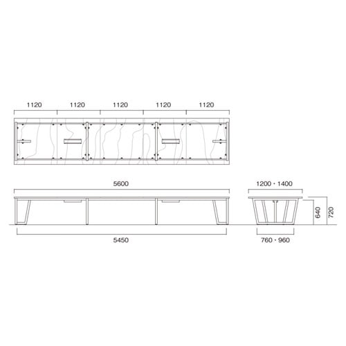 【たみぞう】テーブル 会議用テーブル 幅5600×奥行1200mm 角型 抗菌天板 ミーティング