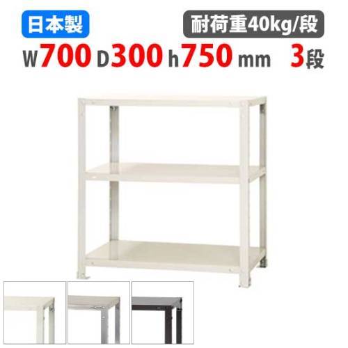 スチールラック 幅70×奥行30×高さ75cm 3段 40kg/段 軽量ラック NSTR-244
