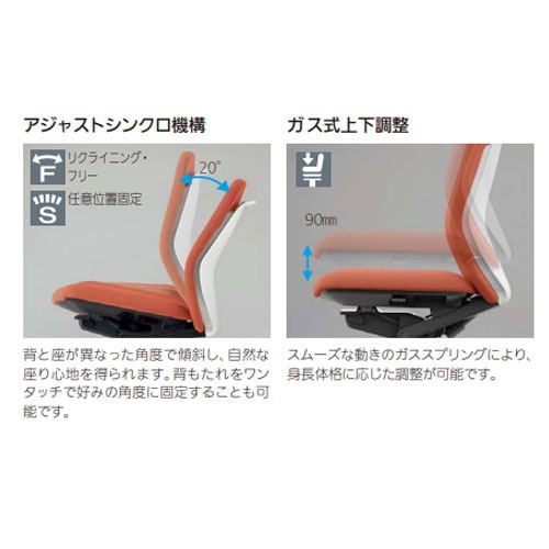 内田洋行 クレネ オフィスチェア ミドルバック ブラックシェル 5-377