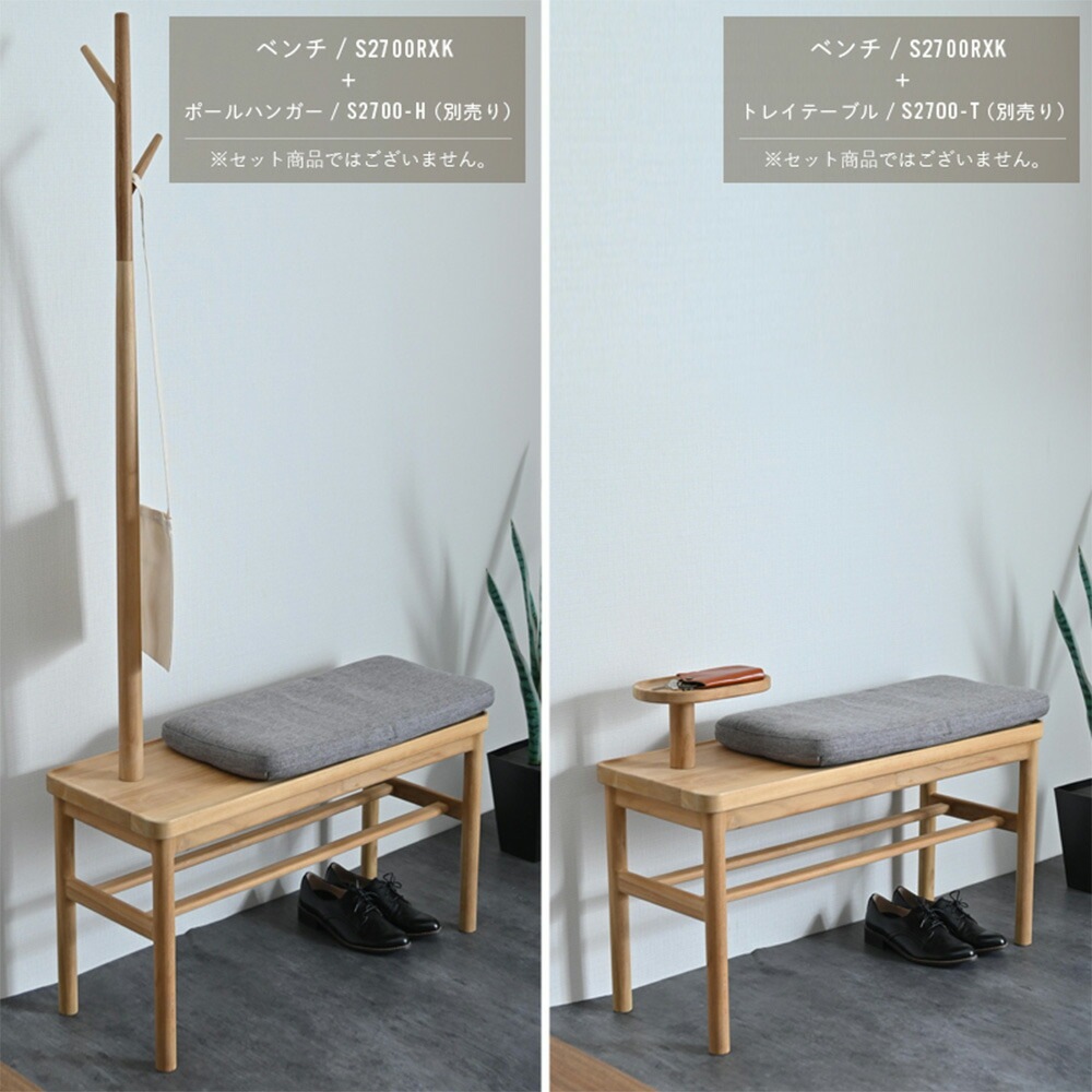 ナチュラル木製ベンチ 約78センチ BNC-K24-LN-BK_23912-