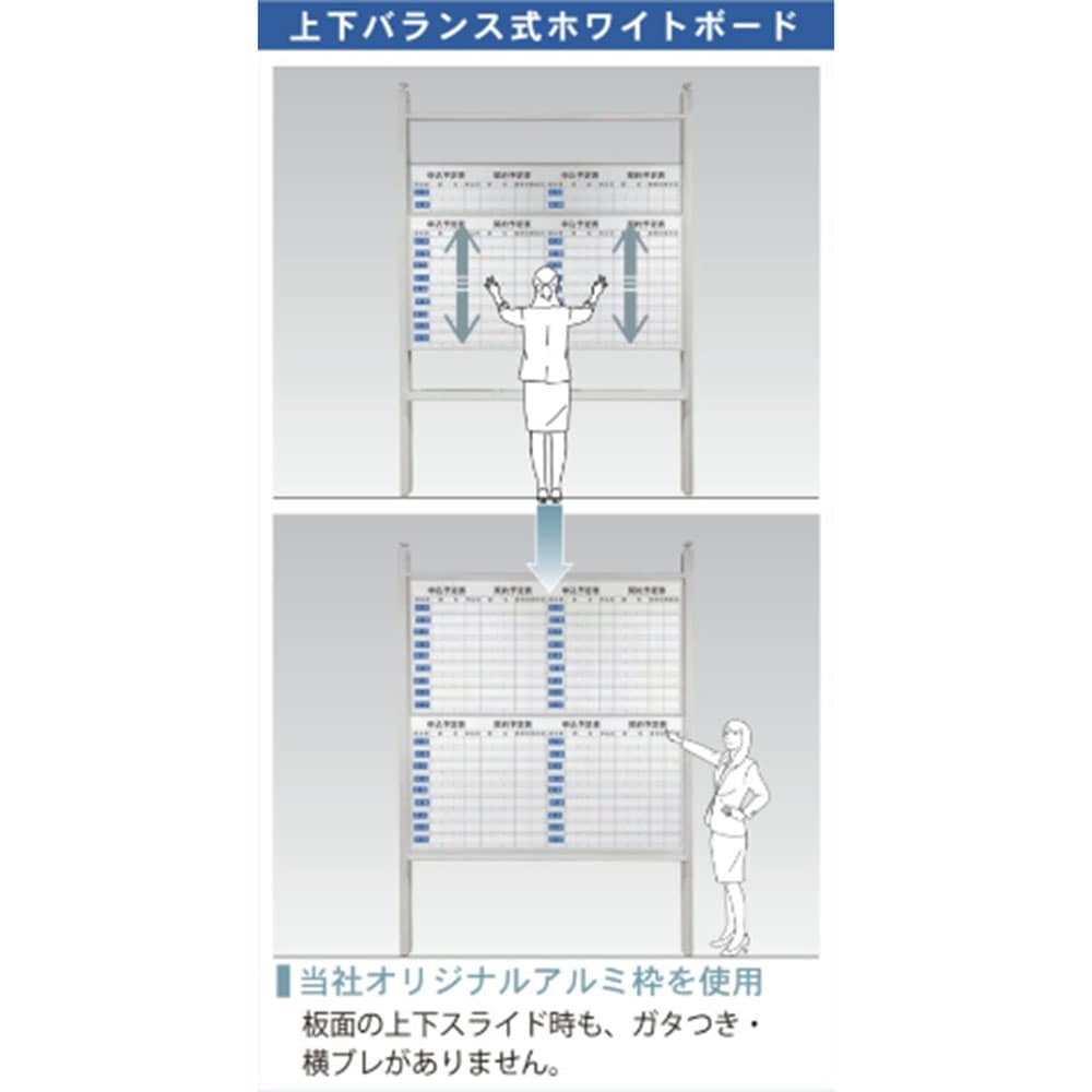 ホワイトボード つっぱり 幅1810×高さ1800mm ホーロー スライド式
