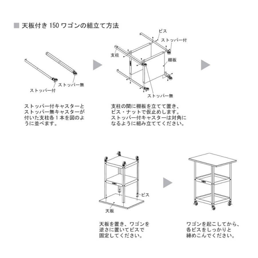 ワゴン 幅750×奥行450×高さ738mm キャスター付き 天板付ワゴン 移動式