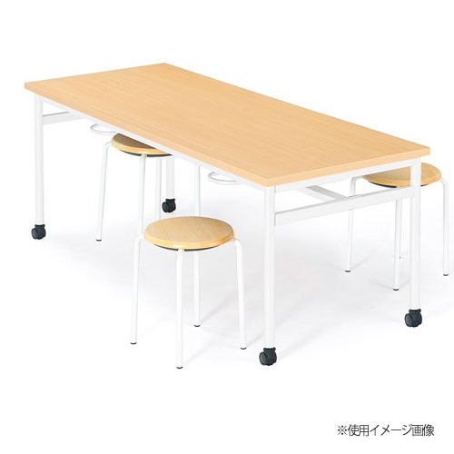 食堂テーブル 2人用 幅1500×奥行450×高さ700mm キャスタータイプ