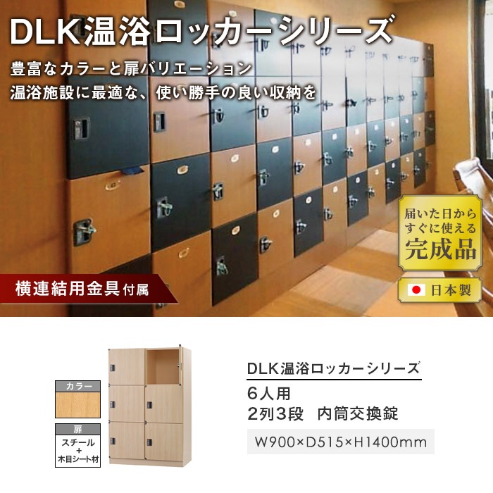 ロッカー 6人用 2列3段 ロータイプ 内筒交換錠 DLK-BPN23LC（商品番号