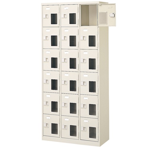 送料無料 軒先渡し商品 BST3-6NN(N)18人用シューズボックス/スチールロッカー カギなし/中棚なし /名札差し付/日本製/完成品セミホワイト色/スチール下駄箱/シ 扉付 シューズボックス 鍵付 BST3 三島精器 靴箱・下駄箱 通販