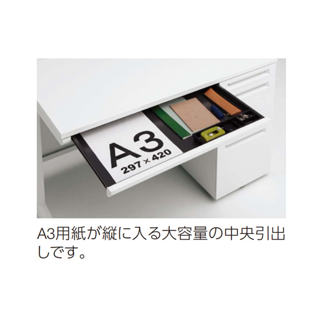 オカムラ アドバンス L型机 平机パネル脚タイプ 中央引出し付 3VLPXC