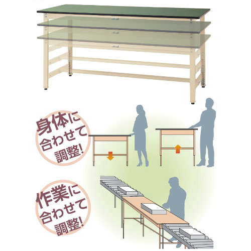 作業台 山金工業 ヤマテック 幅1500×奥行600×高さ900～1200mm
