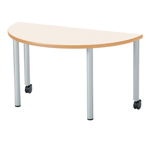 学校用テーブル 半円型 幅1200×奥行600×高さ700mm キャスター付き 児童