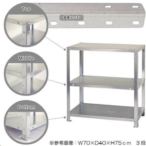 スチールラック 幅70×奥行40×高さ60cm 3段 40kg/段 軽量ラック NSTR