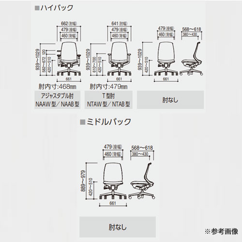 内田洋行 ニンバス オフィスチェア ブラックフレーム ミドルバック 5
