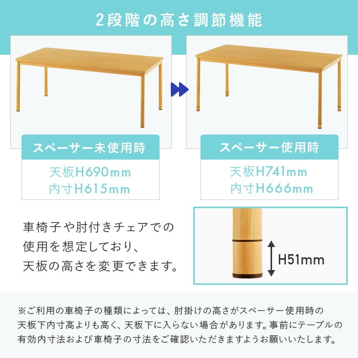 介護施設 ダイニングテーブル 幅1800×奥行900×高さ741mm 食堂テーブル