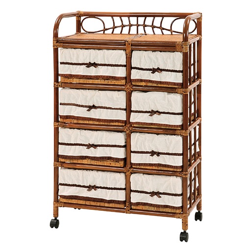 ランドリーチェスト ラタン収納家具 籐家具 収納タンス 箪笥 衣装ケース リネン類 タオル入れ ラック 洋服収納 引き出し キャスター 内布付き Y55-4 通販