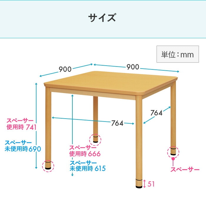 テーブルセット ♯900 業務用 厨房（9-1975-0701） 介護施設 ダイニングテーブル 幅1800×奥行900×高さ741mm 食堂テーブル